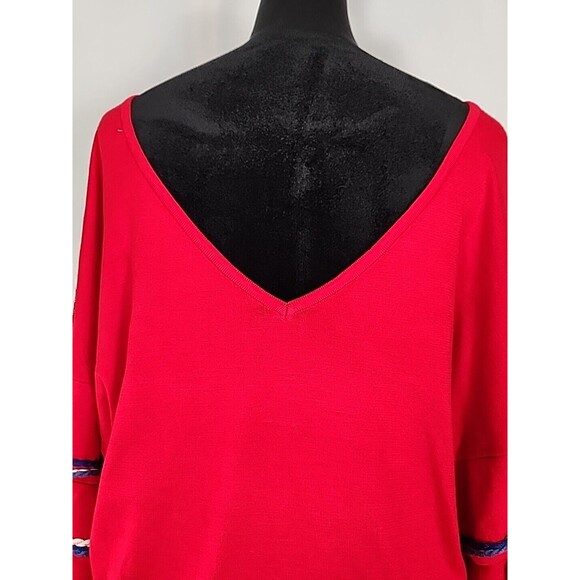 Love by Design Red Layered Ruffle Sleeve Cropped Knit Pullover Sweater Large - Picture 11 of 15